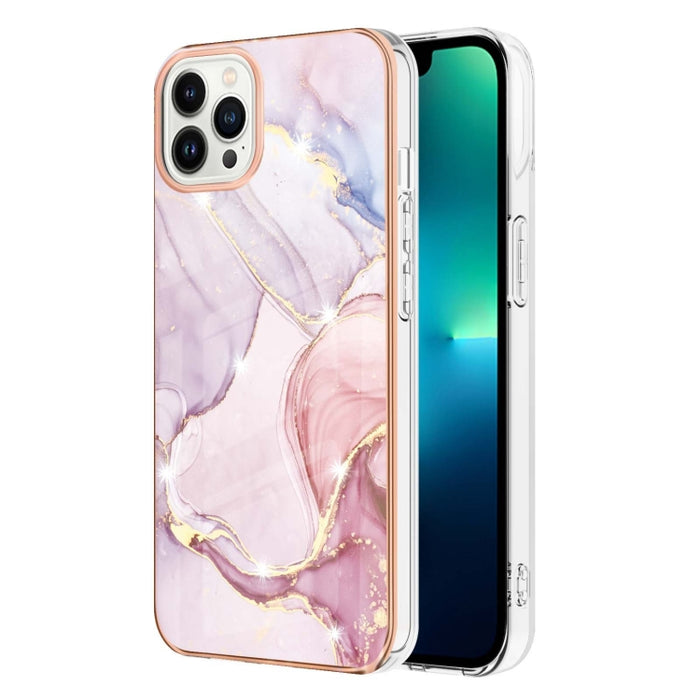 Caja de teléfono a prueba de golpes IMD TPU de doble cara con patrón de mármol galvanizado, For iPhone 16 Pro Max, For iPhone 16 Pro, For iPhone 16 Plus, For iPhone 16, For iPhone 15 Pro Max, For iPhone 15 Pro, For iPhone 15 Plus, For iPhone 15