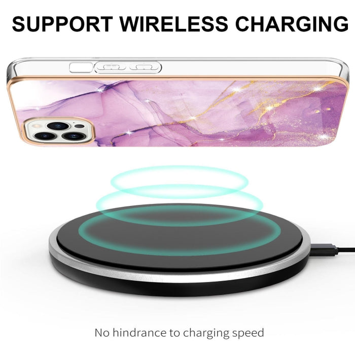 Caja de teléfono a prueba de golpes IMD TPU de doble cara con patrón de mármol galvanizado, For iPhone 16 Pro Max, For iPhone 16 Pro, For iPhone 16 Plus, For iPhone 16, For iPhone 15 Pro Max, For iPhone 15 Pro, For iPhone 15 Plus, For iPhone 15