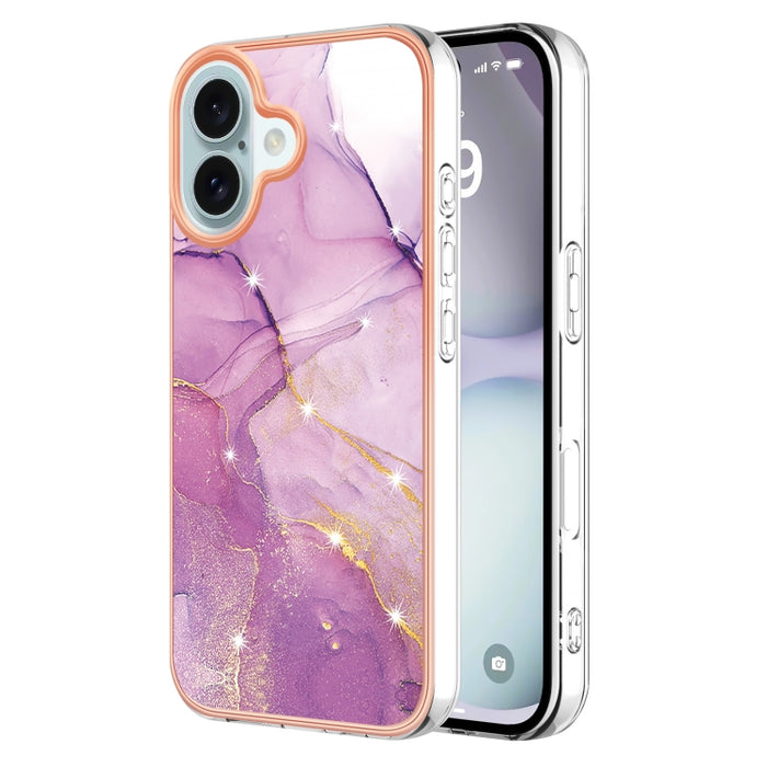 Caja de teléfono a prueba de golpes IMD TPU de doble cara con patrón de mármol galvanizado, For iPhone 16 Pro Max, For iPhone 16 Pro, For iPhone 16 Plus, For iPhone 16, For iPhone 15 Pro Max, For iPhone 15 Pro, For iPhone 15 Plus, For iPhone 15