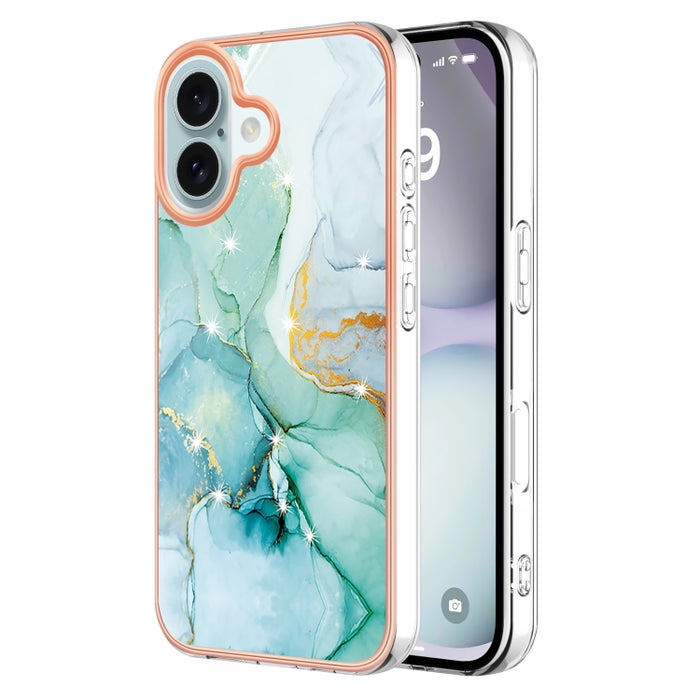 Caja de teléfono a prueba de golpes IMD TPU de doble cara con patrón de mármol galvanizado, For iPhone 16 Pro Max, For iPhone 16 Pro, For iPhone 16 Plus, For iPhone 16, For iPhone 15 Pro Max, For iPhone 15 Pro, For iPhone 15 Plus, For iPhone 15