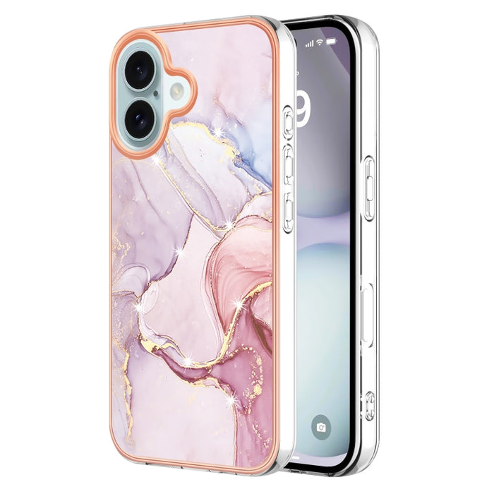 Caja de teléfono a prueba de golpes IMD TPU de doble cara con patrón de mármol galvanizado, For iPhone 16 Pro Max, For iPhone 16 Pro, For iPhone 16 Plus, For iPhone 16, For iPhone 15 Pro Max, For iPhone 15 Pro, For iPhone 15 Plus, For iPhone 15