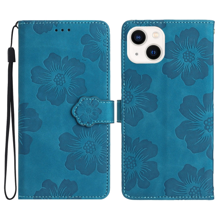 Estuche para teléfono de cuero con patrón de estampado de flores, For iPhone 13