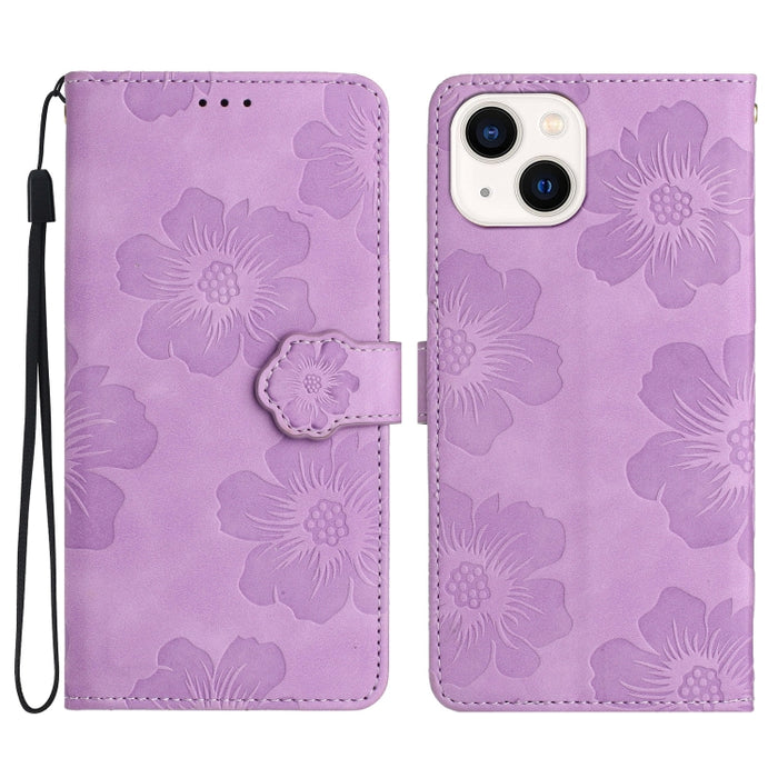Estuche para teléfono de cuero con patrón de estampado de flores, For iPhone 13