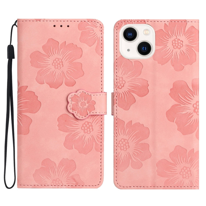 Estuche para teléfono de cuero con patrón de estampado de flores, For iPhone 13