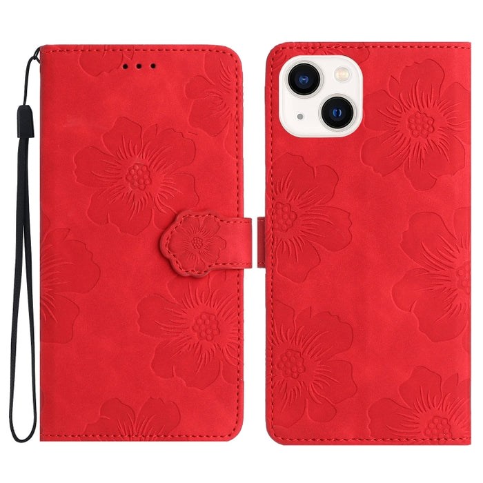Estuche para teléfono de cuero con patrón de estampado de flores, For iPhone 13