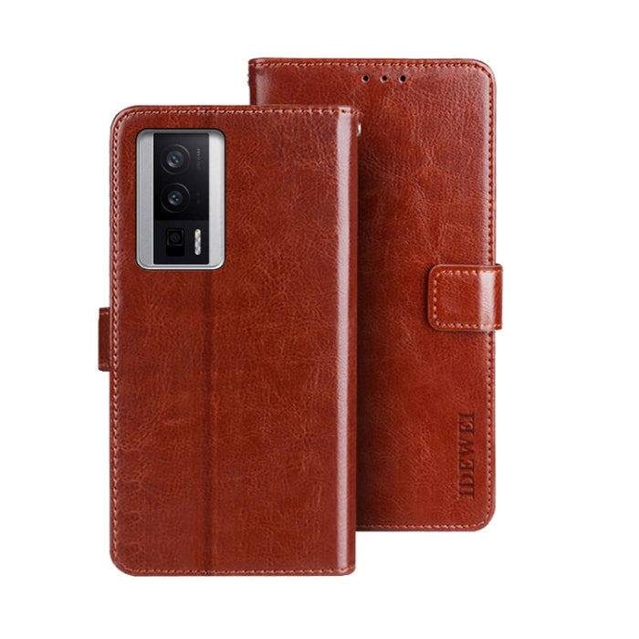 idewei Crazy Horse Textura Funda de piel para teléfono con soporte, For Xiaomi Poco F5 Pro 5G, For Xiaomi Redmi Note 12S, For Xiaomi Redmi Note 12 4G Global