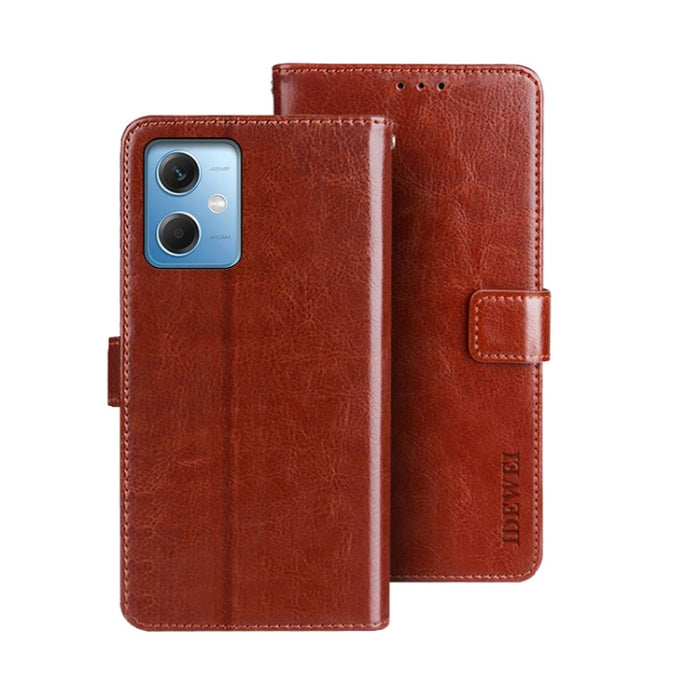 idewei Crazy Horse Textura Funda de piel para teléfono con soporte, For Xiaomi Poco F5 Pro 5G, For Xiaomi Redmi Note 12S, For Xiaomi Redmi Note 12 4G Global