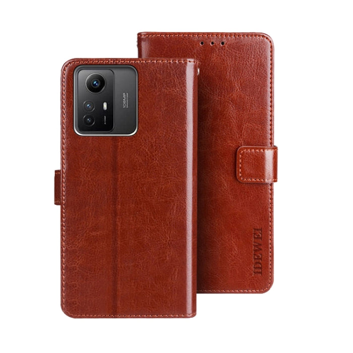 idewei Crazy Horse Textura Funda de piel para teléfono con soporte, For Xiaomi Poco F5 Pro 5G, For Xiaomi Redmi Note 12S, For Xiaomi Redmi Note 12 4G Global