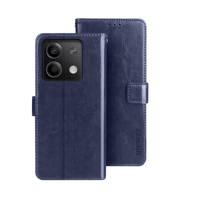 idewei Crazy Horse Textura Funda de piel para teléfono con soporte, For Xiaomi Redmi A3 4G, For Xiaomi Redmi Note 13 Pro 4G, For Xiaomi Redmi Note 13 4G Global, For Xiaomi Poco X6 Pro 5G, For Xiaomi Poco X6 5G, For Xiaomi Redmi Note 13 5G              ...