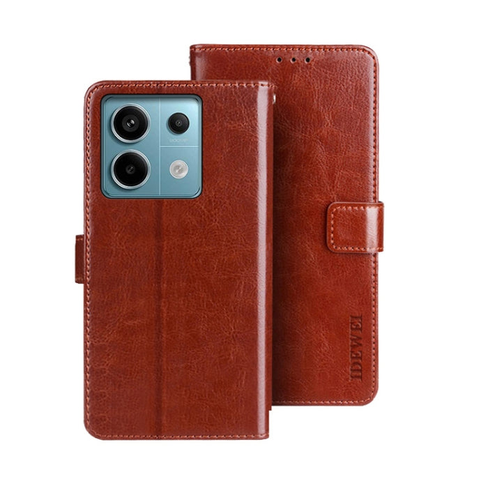 idewei Crazy Horse Textura Funda de piel para teléfono con soporte, For Xiaomi Redmi A3 4G, For Xiaomi Redmi Note 13 Pro 4G, For Xiaomi Redmi Note 13 4G Global, For Xiaomi Poco X6 Pro 5G, For Xiaomi Poco X6 5G, For Xiaomi Redmi Note 13 5G              ...