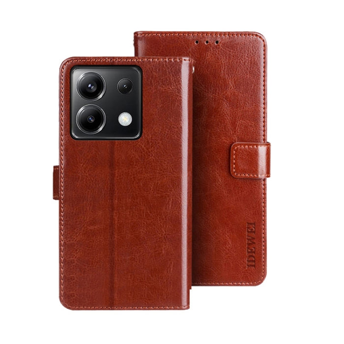 idewei Crazy Horse Textura Funda de piel para teléfono con soporte, For Xiaomi Redmi A3 4G, For Xiaomi Redmi Note 13 Pro 4G, For Xiaomi Redmi Note 13 4G Global, For Xiaomi Poco X6 Pro 5G, For Xiaomi Poco X6 5G, For Xiaomi Redmi Note 13 5G              ...