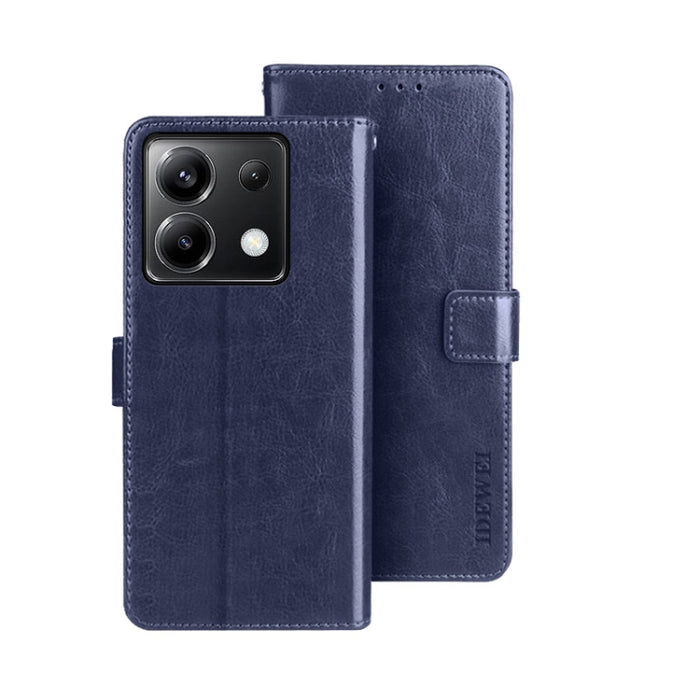 idewei Crazy Horse Textura Funda de piel para teléfono con soporte, For Xiaomi Redmi A3 4G, For Xiaomi Redmi Note 13 Pro 4G, For Xiaomi Redmi Note 13 4G Global, For Xiaomi Poco X6 Pro 5G, For Xiaomi Poco X6 5G, For Xiaomi Redmi Note 13 5G              ...