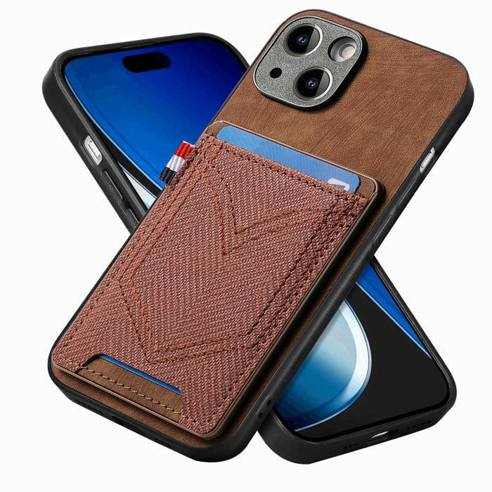 Estuche para teléfono de piel de cuero con textura de mezclilla con ranura para tarjeta, For iPhone 15 Pro Max, For iPhone 15 Pro, For iPhone 15 Plus, For iPhone 15, For iPhone 14 Pro, For iPhone 14 Pro Max