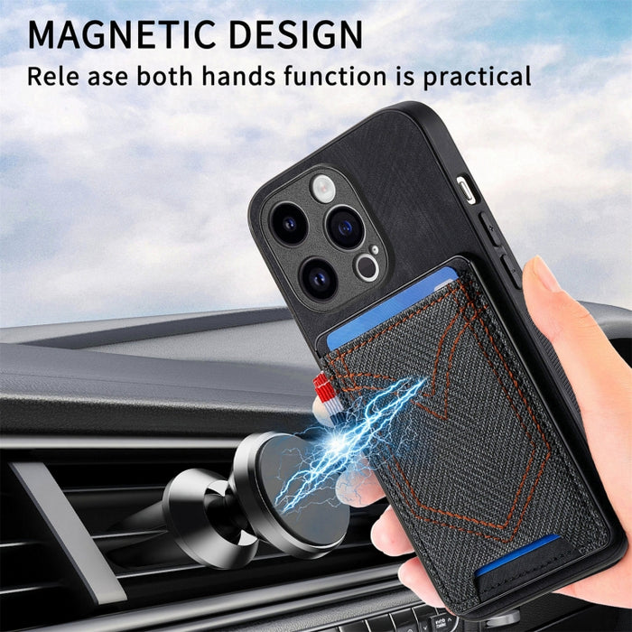 Estuche para teléfono de piel de cuero con textura de mezclilla con ranura para tarjeta, For iPhone 15 Pro Max, For iPhone 15 Pro, For iPhone 15 Plus, For iPhone 15, For iPhone 14 Pro, For iPhone 14 Pro Max