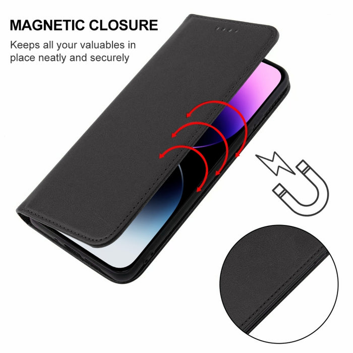 Caja de teléfono de cuero con cierre magnético, For iPhone 15 Pro Max, For iPhone 15 Pro, For iPhone 15 Plus, For iPhone 15