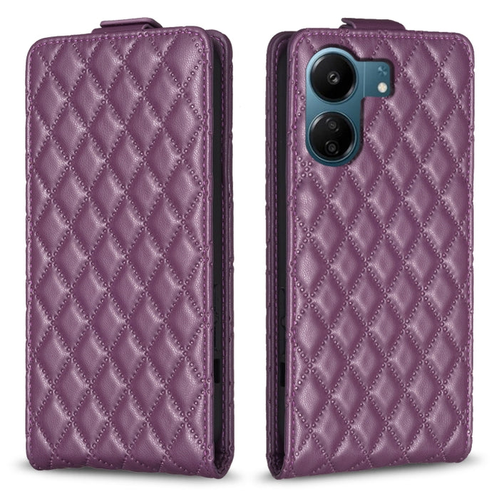 Estuche para teléfono de cuero con tapa vertical Diamond Lattice, For Xiaomi Redmi Note 13 Pro 4G Global, For Xiaomi Poco M6 Pro 4G, For Xiaomi Redmi Note 13 4G Global, For Xiaomi Redmi Note 13, For Xiaomi Redmi 13C, For Xiaomi Redmi Note 13 Pro+ 5G   ...