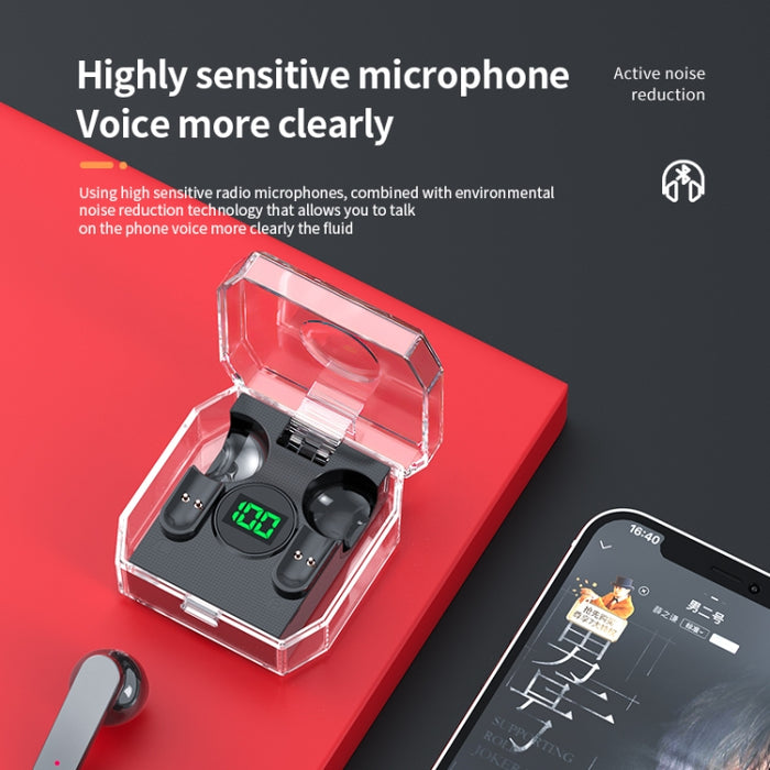 K30 Cápsula transparente Pantalla digital Control táctil Auriculares Bluetooth, K30
