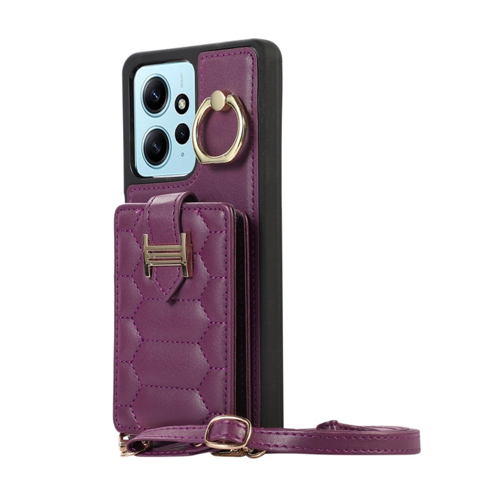 Estuche para teléfono con soporte de anillo y bolsa de tarjeta vertical con cordón doble, For Xiaomi Redmi Note 12 4G Global, For Xiaomi Redmi Note 12 Pro 5G Global, For Xiaomi Redmi Note 12 5G Global, For Xiaomi Redmi 12C
