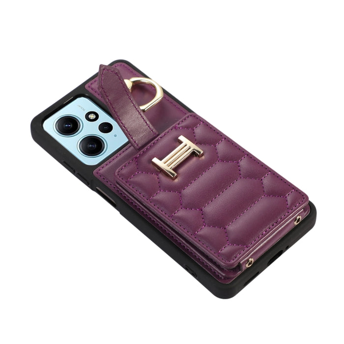 Estuche para teléfono con soporte de anillo y bolsa de tarjeta vertical con cordón doble, For Xiaomi Redmi Note 12 4G Global, For Xiaomi Redmi Note 12 Pro 5G Global, For Xiaomi Redmi Note 12 5G Global, For Xiaomi Redmi 12C