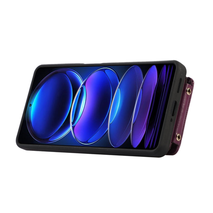 Estuche para teléfono con soporte de anillo y bolsa de tarjeta vertical con cordón doble, For Xiaomi Redmi Note 12 4G Global, For Xiaomi Redmi Note 12 Pro 5G Global, For Xiaomi Redmi Note 12 5G Global, For Xiaomi Redmi 12C