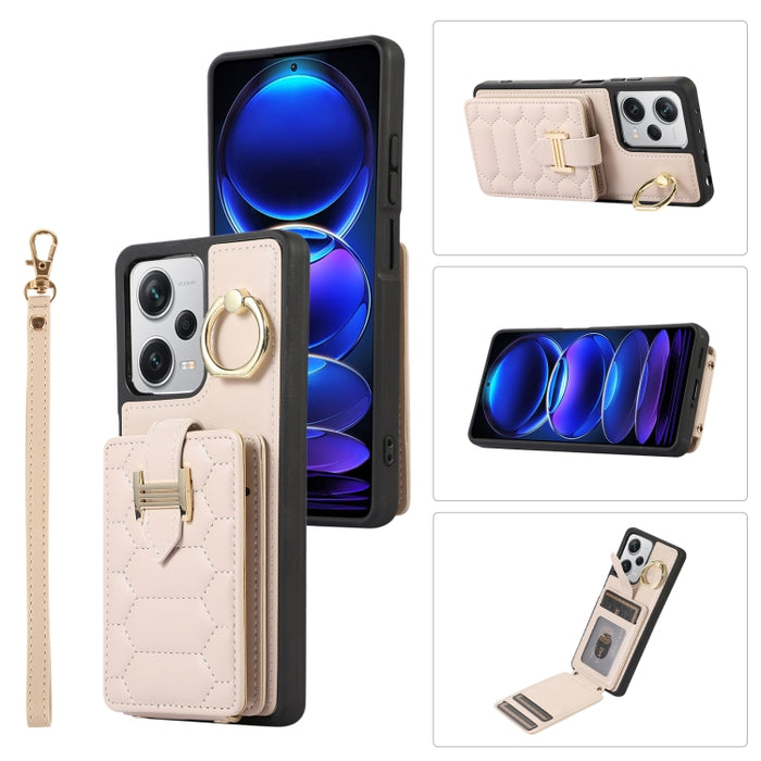 Estuche para teléfono con soporte de anillo y bolsa de tarjeta vertical con cordón doble, For Xiaomi Redmi Note 12 4G Global, For Xiaomi Redmi Note 12 Pro 5G Global, For Xiaomi Redmi Note 12 5G Global, For Xiaomi Redmi 12C