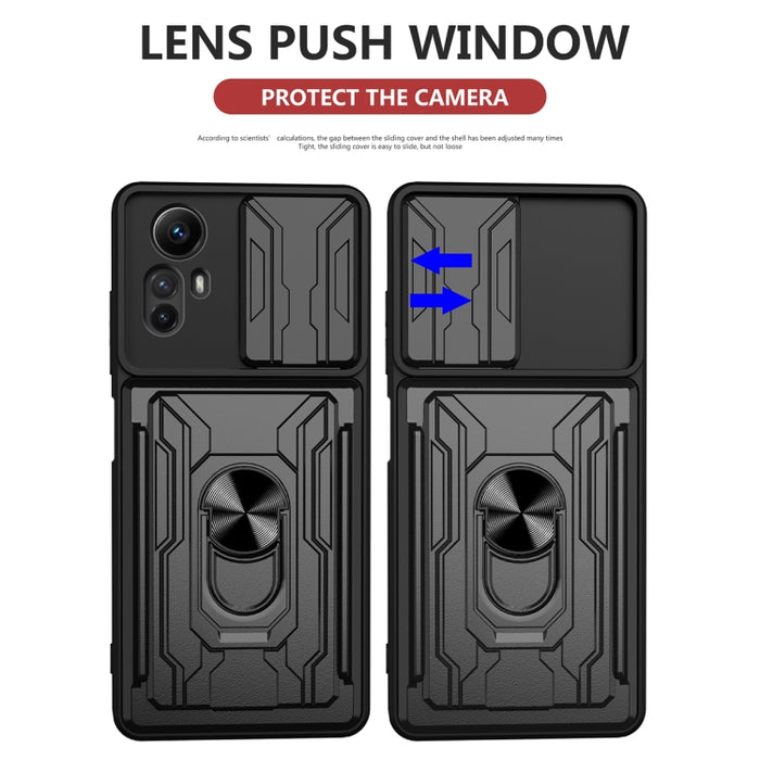 Funda deslizante para teléfono Camshield TPU+PC con ranura para tarjeta, For Redmi Note 12S 4G, For Redmi 10 5G