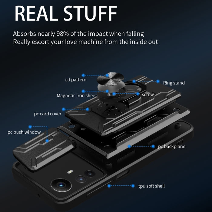 Funda deslizante para teléfono Camshield TPU+PC con ranura para tarjeta, For Redmi Note 12S 4G, For Redmi 10 5G