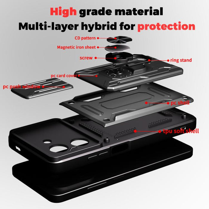 Funda deslizante para teléfono Camshield TPU+PC con ranura para tarjeta, For Redmi A5 4G 173.3mm, For Redmi Note 14 Pro 4G, For Redmi Note 14 4G 163.25mm, For Redmi Note 14 5G, For Redmi Note 14 Pro+ 5G, For Redmi Note 14 Pro 5G, For Redmi 13 4G Global...