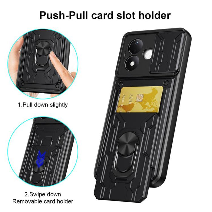 Funda deslizante para teléfono Camshield TPU+PC con ranura para tarjeta, For Redmi A5 4G 173.3mm, For Redmi Note 14 Pro 4G, For Redmi Note 14 4G 163.25mm, For Redmi Note 14 5G, For Redmi Note 14 Pro+ 5G, For Redmi Note 14 Pro 5G, For Redmi 13 4G Global...