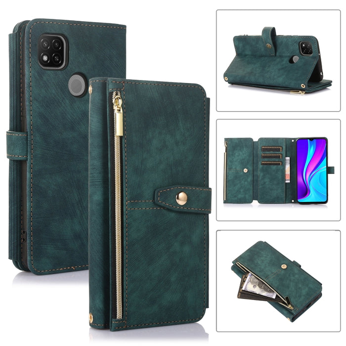 Estuche de cuero para teléfono Dream 9-Card Wallet Zipper Bag, For Xiaomi Redmi Note 11s, For Xiaomi Redmi K40, For Xiaomi Mi 10T, For Xiaomi Poco X3 NFC, For Xiaomi Redmi 9C