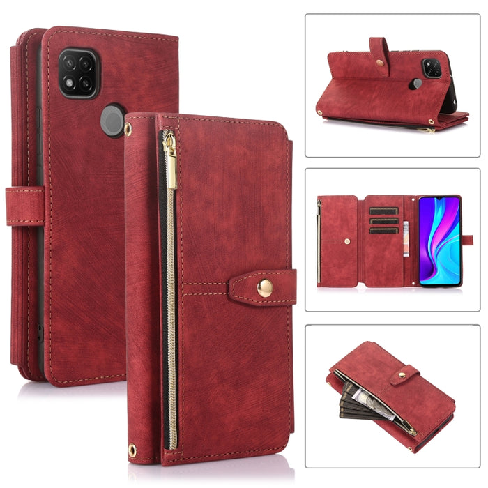 Estuche de cuero para teléfono Dream 9-Card Wallet Zipper Bag, For Xiaomi Redmi Note 11s, For Xiaomi Redmi K40, For Xiaomi Mi 10T, For Xiaomi Poco X3 NFC, For Xiaomi Redmi 9C