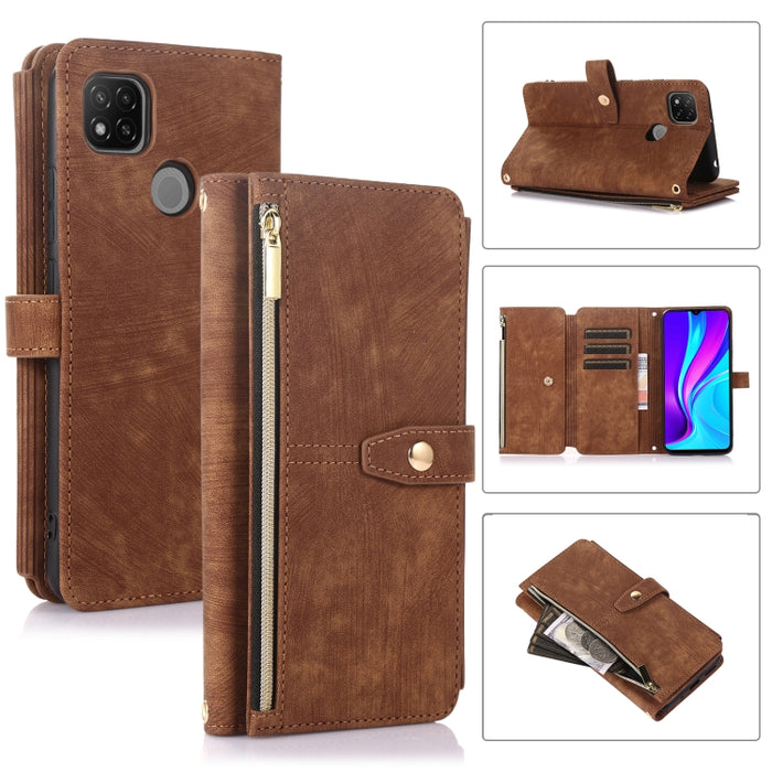 Estuche de cuero para teléfono Dream 9-Card Wallet Zipper Bag, For Xiaomi Redmi Note 11s, For Xiaomi Redmi K40, For Xiaomi Mi 10T, For Xiaomi Poco X3 NFC, For Xiaomi Redmi 9C