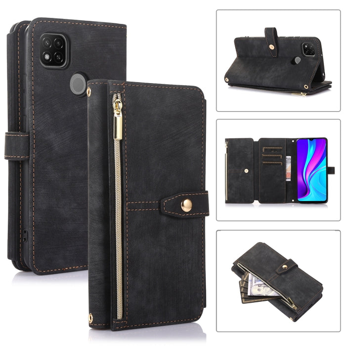 Estuche de cuero para teléfono Dream 9-Card Wallet Zipper Bag, For Xiaomi Redmi Note 11s, For Xiaomi Redmi K40, For Xiaomi Mi 10T, For Xiaomi Poco X3 NFC, For Xiaomi Redmi 9C