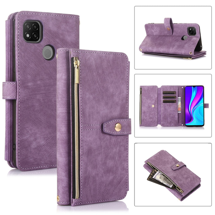 Estuche de cuero para teléfono Dream 9-Card Wallet Zipper Bag, For Xiaomi Redmi Note 11s, For Xiaomi Redmi K40, For Xiaomi Mi 10T, For Xiaomi Poco X3 NFC, For Xiaomi Redmi 9C