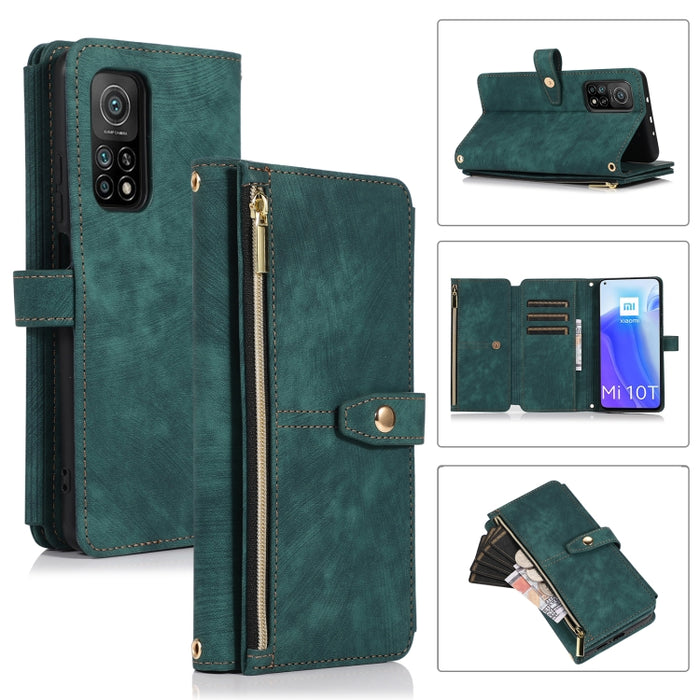 Estuche de cuero para teléfono Dream 9-Card Wallet Zipper Bag, For Xiaomi Redmi Note 11s, For Xiaomi Redmi K40, For Xiaomi Mi 10T, For Xiaomi Poco X3 NFC, For Xiaomi Redmi 9C