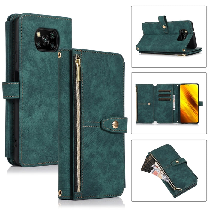 Estuche de cuero para teléfono Dream 9-Card Wallet Zipper Bag, For Xiaomi Redmi Note 11s, For Xiaomi Redmi K40, For Xiaomi Mi 10T, For Xiaomi Poco X3 NFC, For Xiaomi Redmi 9C