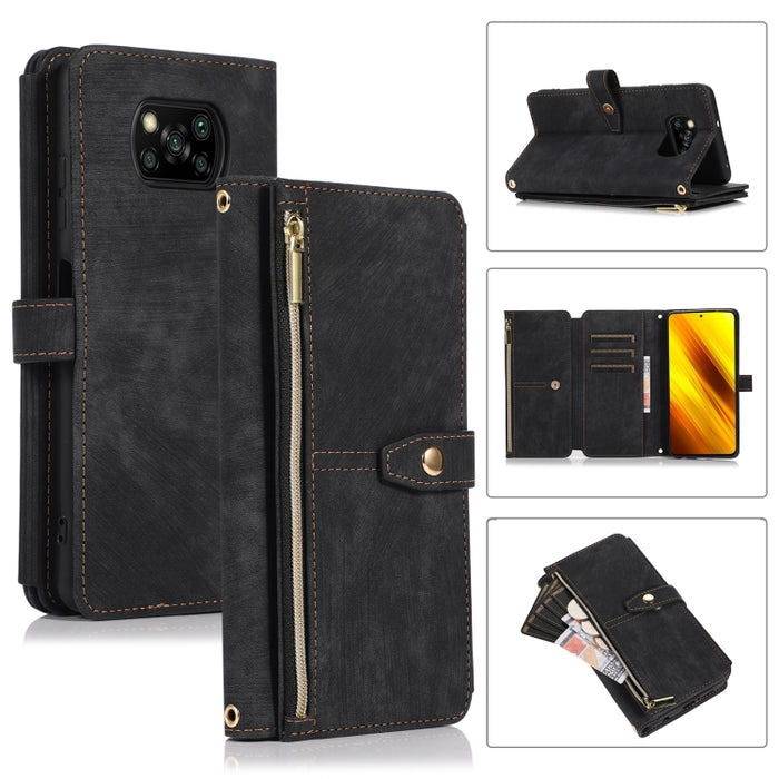 Estuche de cuero para teléfono Dream 9-Card Wallet Zipper Bag, For Xiaomi Redmi Note 11s, For Xiaomi Redmi K40, For Xiaomi Mi 10T, For Xiaomi Poco X3 NFC, For Xiaomi Redmi 9C