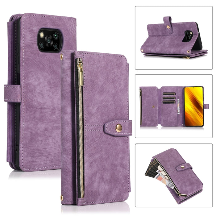 Estuche de cuero para teléfono Dream 9-Card Wallet Zipper Bag, For Xiaomi Redmi Note 11s, For Xiaomi Redmi K40, For Xiaomi Mi 10T, For Xiaomi Poco X3 NFC, For Xiaomi Redmi 9C