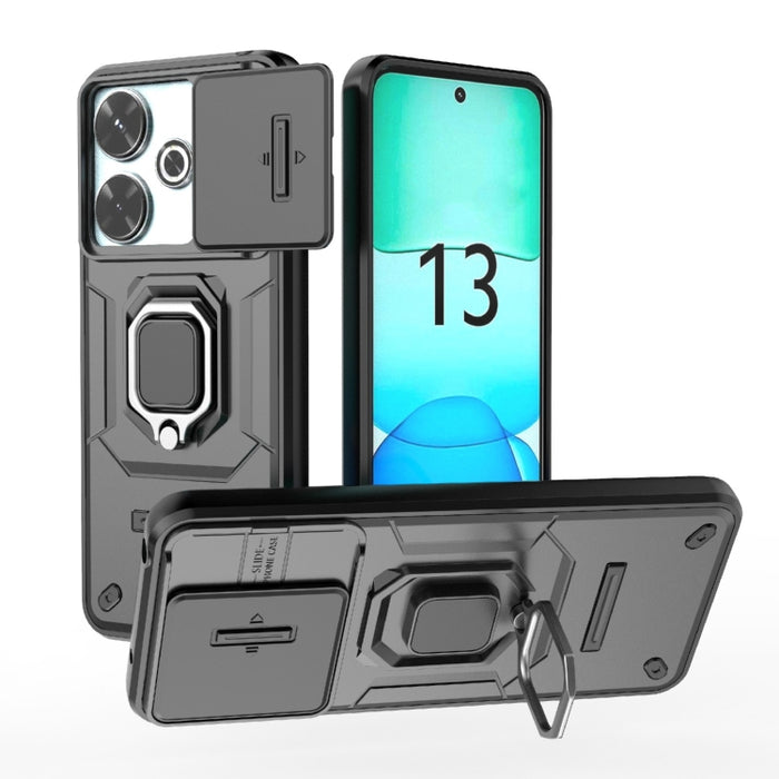 Deslizante Camshield TPU + PC Funda para teléfono a prueba de golpes con soporte, For Xiaomi Redmi 13 4G Global, For Xiaomi Redmi Turbo 3 5G, For Xiaomi Redmi A3 4G Global, For Xiaomi Redmi Note 13 Pro 4G Global, For Xiaomi Redmi Note 13 4G Global     ...