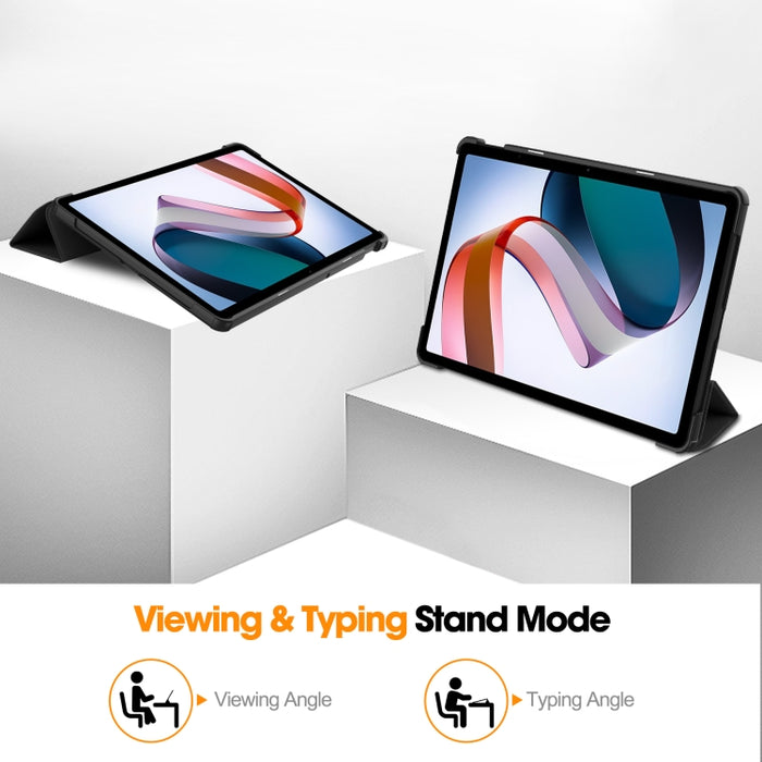 Estuche para tableta de cuero con tres pliegues Custer Pure Color, For Xiaomi Redmi Pad SE