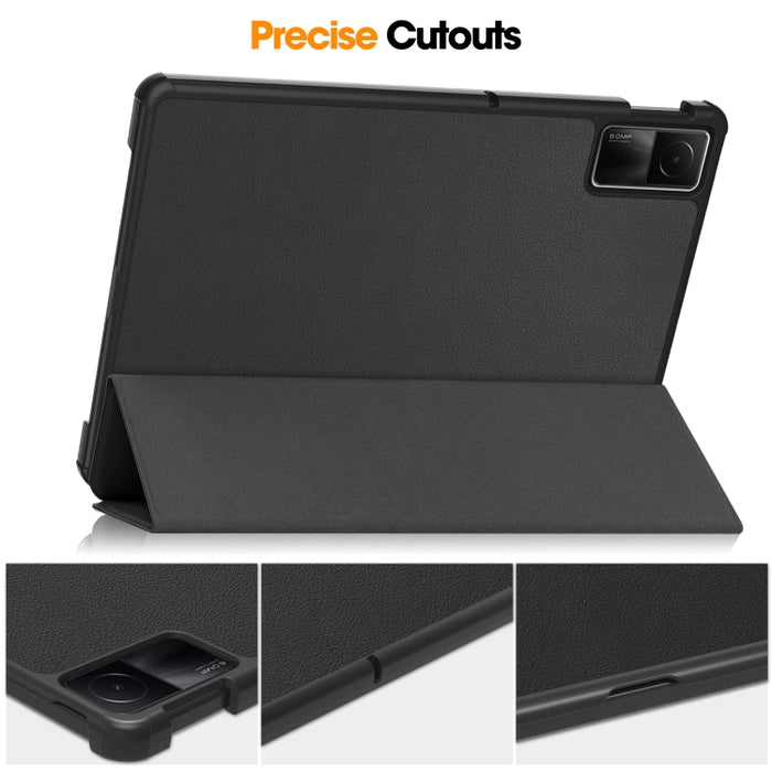 Estuche para tableta de cuero con tres pliegues Custer Pure Color, For Xiaomi Redmi Pad SE