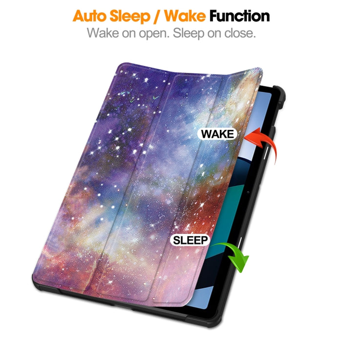 Estuche para tableta de cuero inteligente con soporte de 3 pliegues pintado Custer, For Xiaomi Redmi Pad SE