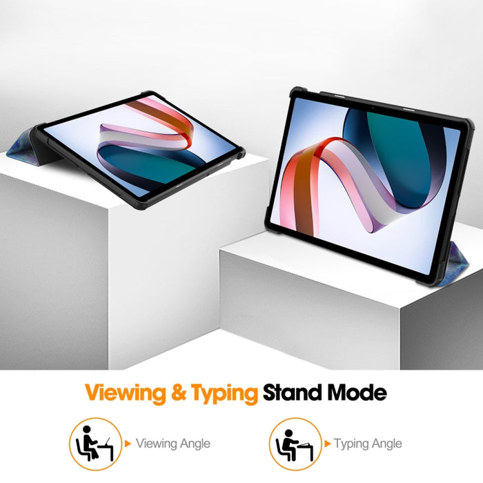 Estuche para tableta de cuero inteligente con soporte de 3 pliegues pintado Custer, For Xiaomi Redmi Pad SE