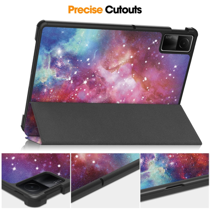 Estuche para tableta de cuero inteligente con soporte de 3 pliegues pintado Custer, For Xiaomi Redmi Pad SE