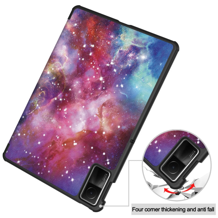Estuche para tableta de cuero inteligente con soporte de 3 pliegues pintado Custer, For Xiaomi Redmi Pad SE