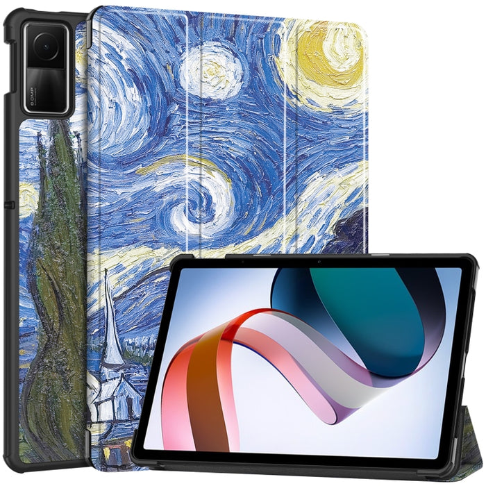 Estuche para tableta de cuero inteligente con soporte de 3 pliegues pintado Custer, For Xiaomi Redmi Pad SE