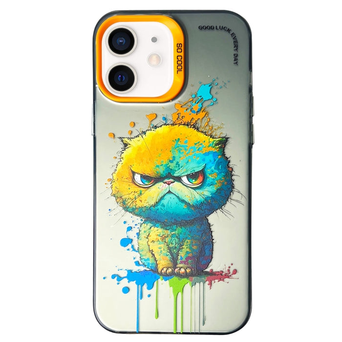 Caja del teléfono de la pintura al óleo animal de la serie de la plata del color de la capa doble, For iPhone 12 Pro, For iPhone 11