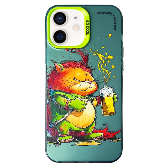Caja del teléfono de la pintura al óleo animal de la serie de la plata del color de la capa doble, For iPhone 12 Pro, For iPhone 11