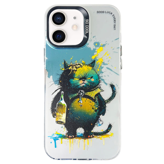 Caja del teléfono de la pintura al óleo animal de la serie de la plata del color de la capa doble, For iPhone 12 Pro, For iPhone 11