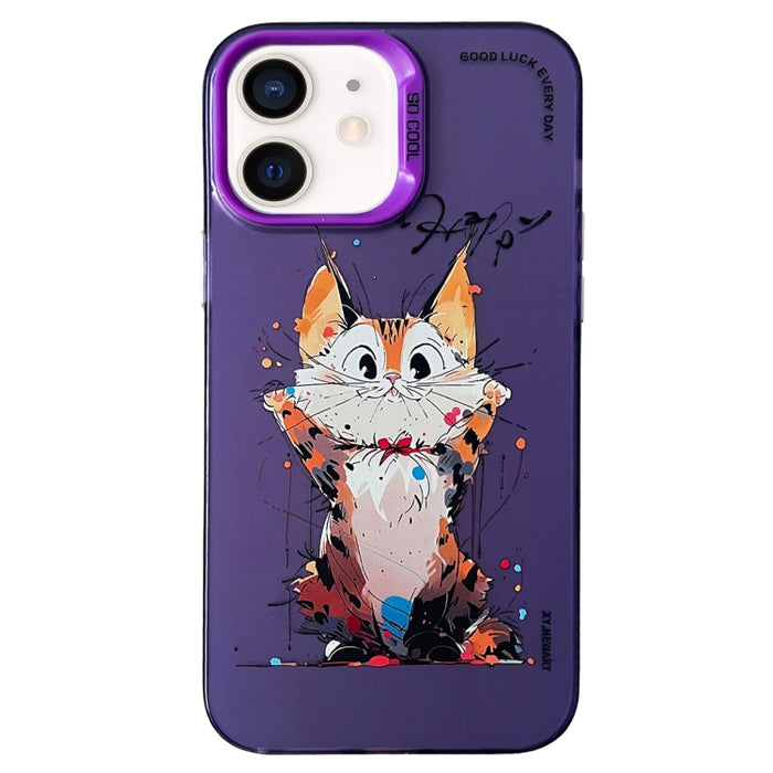 Caja del teléfono de la pintura al óleo animal de la serie de la plata del color de la capa doble, For iPhone 12 Pro, For iPhone 11